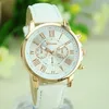 Geneva Women's Watches Quartz relogio feminino Leather Band Analog Roman Numerals Faux Watch Dress watch Beige