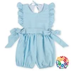 Baby girl rompers smocked bubble baby romper fancy baby girl pom pom romper with belt ,FancyJumpsuit for girl clothing