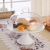 hot selling mouth blown glass dome food cover with ceramic base
