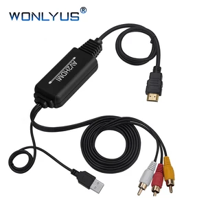 AV to HDMI Converter Adapter Cable, RCA to HDMI Adapter, RCA to HDMI Cable for PC Laptop Xbox PS3 PS4 TV STB VHS VCR Camera DVD