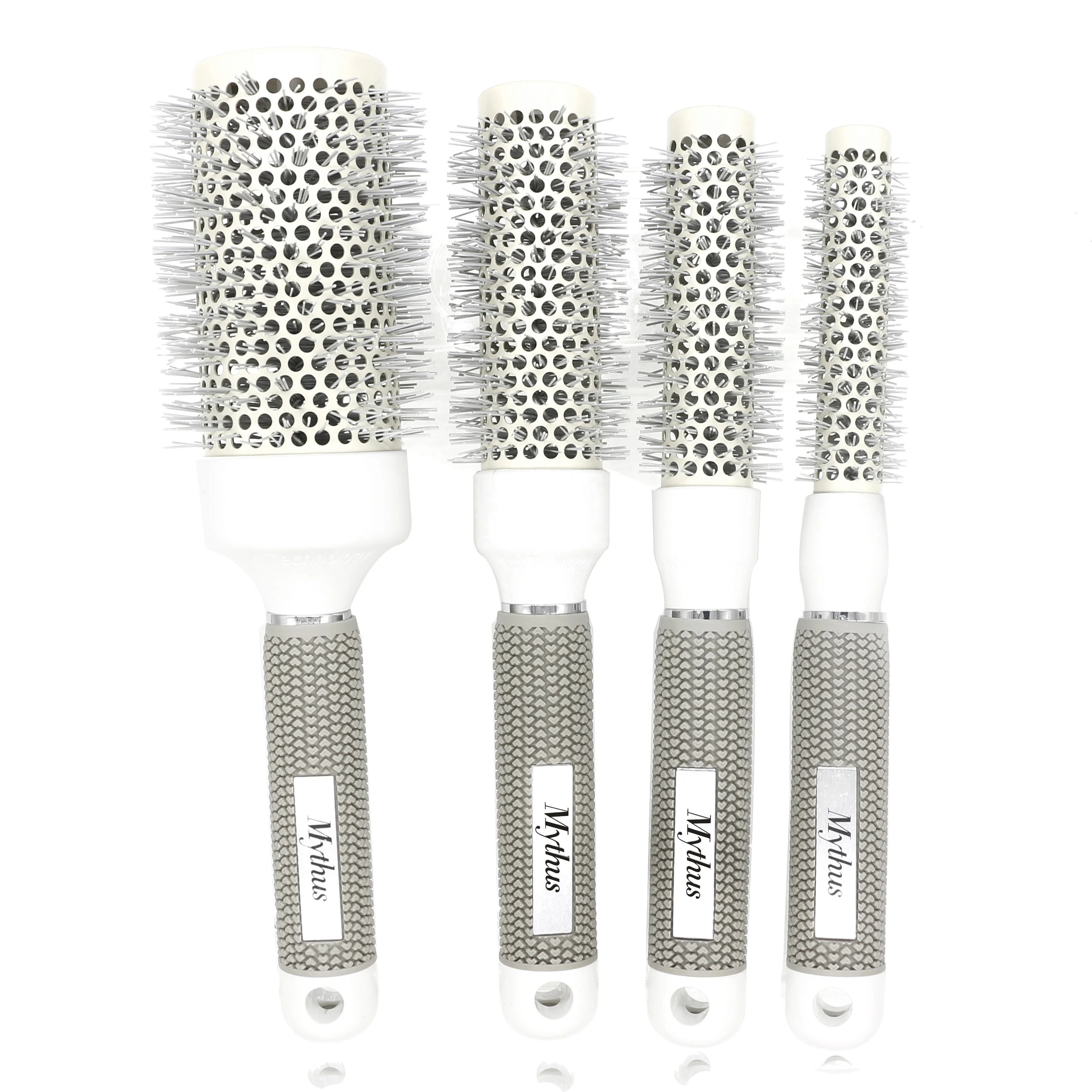 

Salon Barber Hair Dressing Round Brush Ceramic Ionic Rapid Shaping Curl Hairstyle Styling Comb, Grey