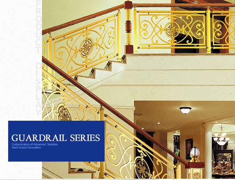 duplex village villa ramp decorative interior railings stainless steel gold staircase baluster modern carved inox stair railing