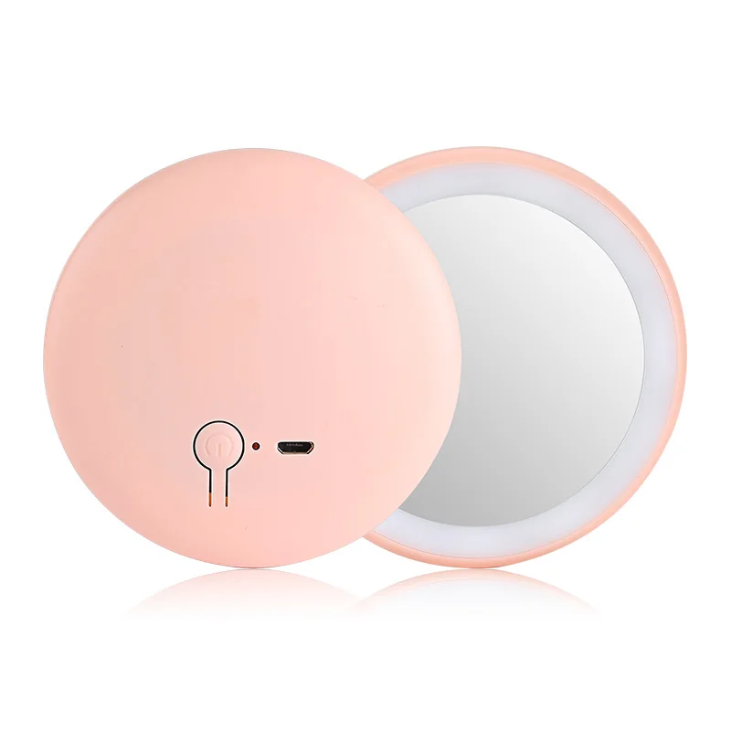 

Wholesale colorful charging USB portable makeup mini led round mirror