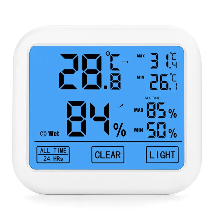 

Free shipping Digital Hygrometer Household Backlight Temperature Meter LED max min Thermometer max min hygrometer hydroponics