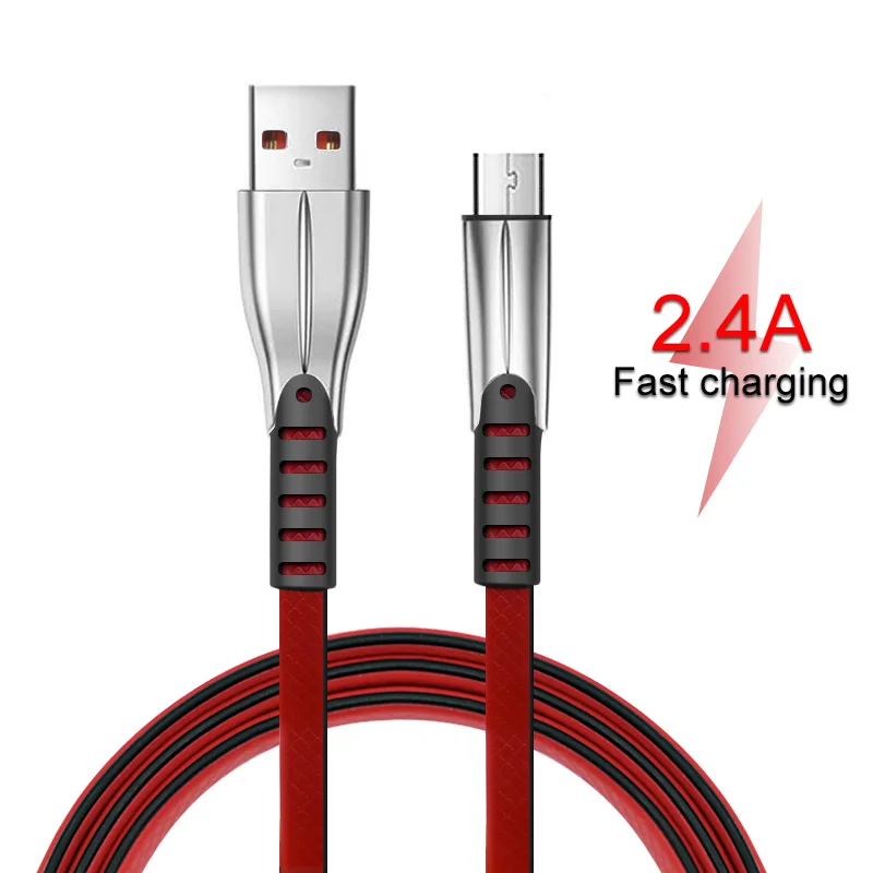 

Zinc Alloy Micro Usb Charging Bulk Cable For Iphone And Android Mobile Phone Charger 2.4A Fast USB Charging Cable