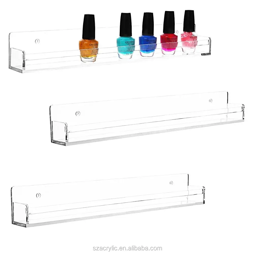 Clear Acrylic Wall Mounted Nail Polish Display Stand Acrylic Cosmetics