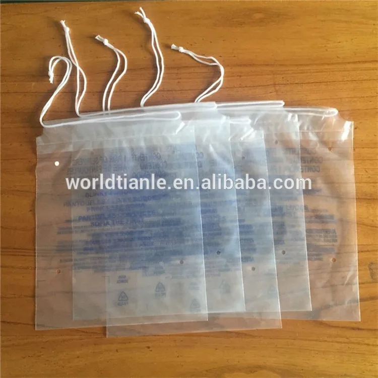 Transparent High Quality Drawstring Poly Bag Clear Plastic Bag With