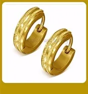 Hot Selling Fashion Stainless Steel Flat Big Huggie Earring Micro Pave Bali Hoop Earrings