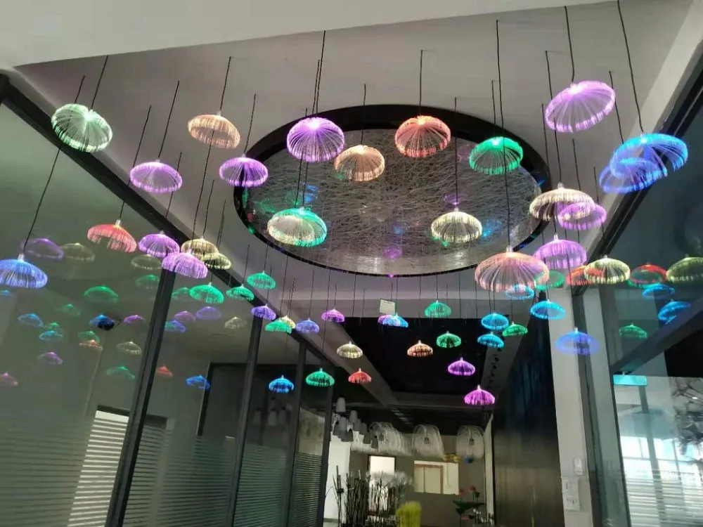 Holiday Event Outdoor Christmas Fiber Optic Pendant Light Jellyfish Lamp For Weeding Decoration