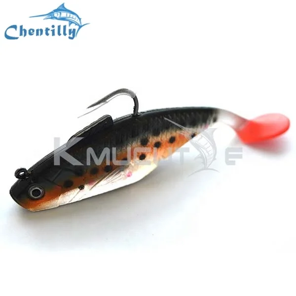 

Free shipping Rigged soft baits soft shad 102mm 25g 2pcs per pack, Vavious colors