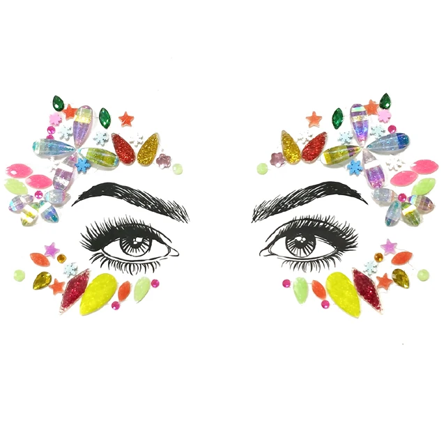 

New Arrival Face Gems Rhinestone Festival Body Glitter Stickers Eye sequins shimmering powder Party, Blue/gold/red/pink/purple/custom