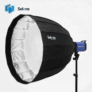 Selens 90cm Black Silver 16-Rib Deep Easy Folding Parabolic Umbrella Softbox