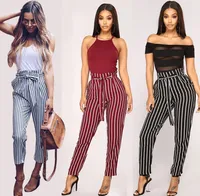 

Ecowalson 2019 New Design Women fashion striped pants Casual Pants S-2XL