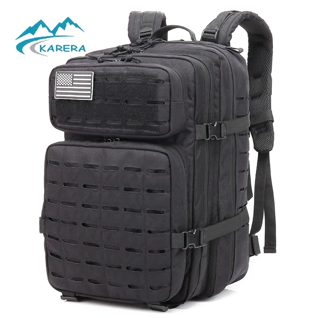 

Tactical Military Assault Pack Hiking MOLLE Rucksack Laser cut Backpack, Black