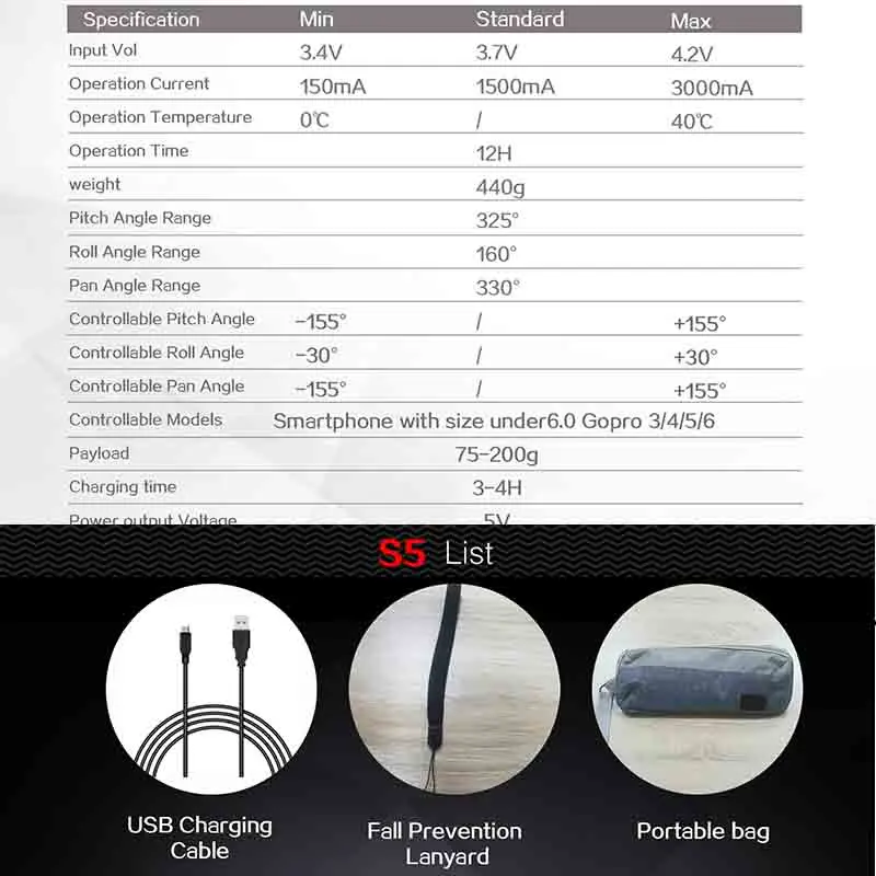 360 degree rotated gimbal stabilizer for smartphone