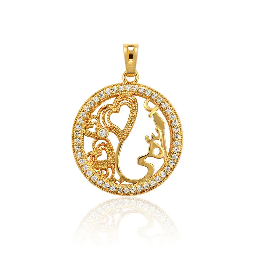 

33781 xuping Synthetic CZ allah muslim pendant 24k gold jewelry, 24k gold color