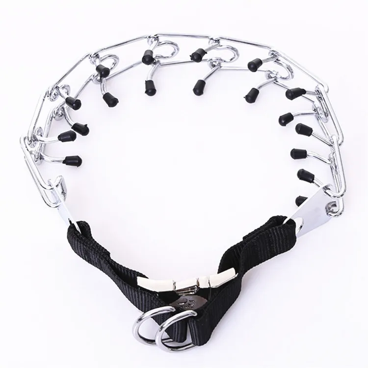 

Hot Sale Adjustable Large Dog Pinch Prong Choke Chain Steel Metal Training Dog Collar with Buckle, Silver