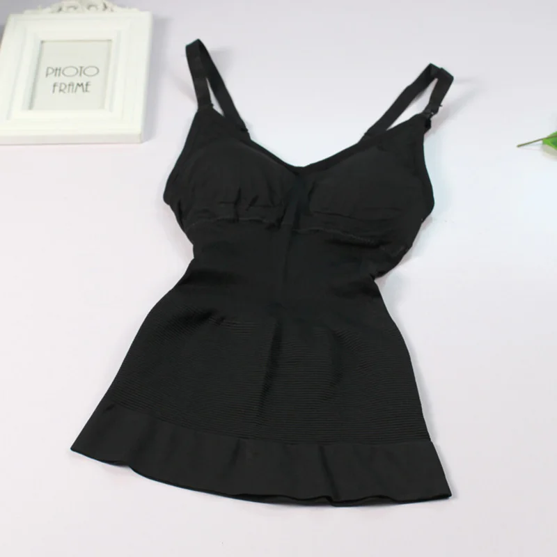 

women cotton breathable Sweat Absorb body shaping vest, Black nude