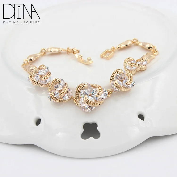 

DTINA 2019 Rotating Ball Bracelet Gemstone Bracelet Women's Jewelry, Gold