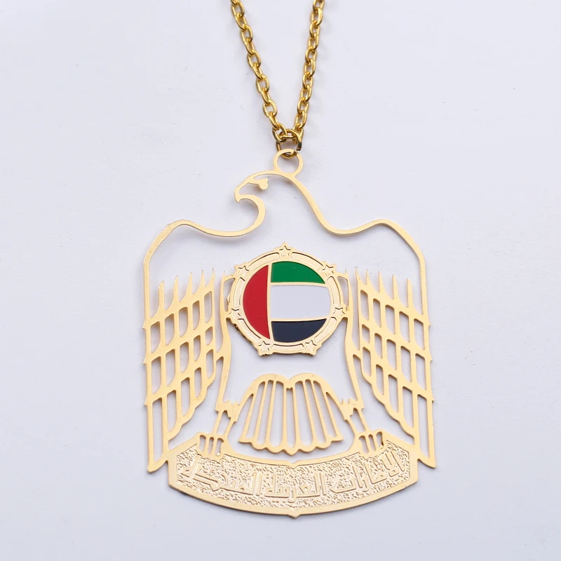 Custom Uae Falcon Eagle Dubai Etching Logo Gold Metal Pendant Chain ...