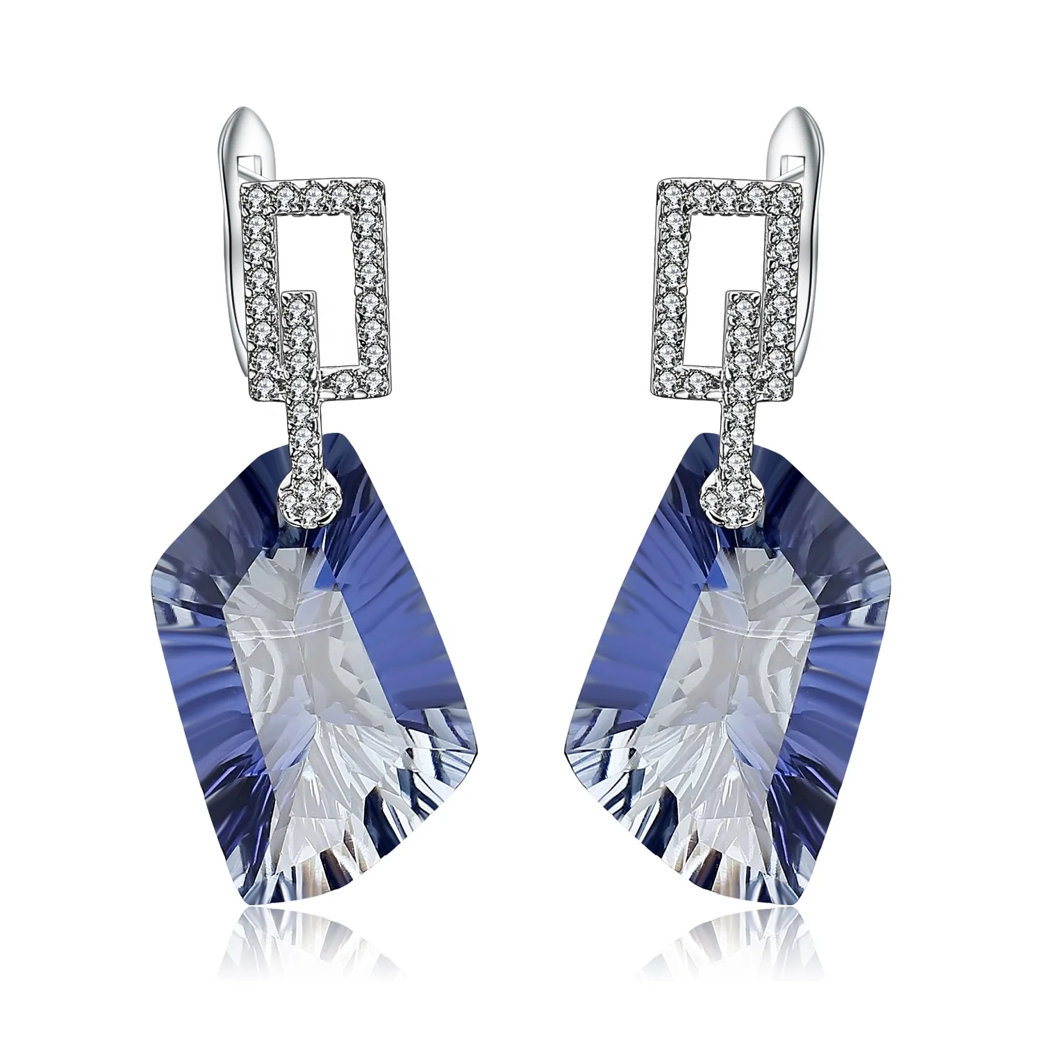 

Abiding Fancy Cut Iolite Blue Mystic Quartz Gemstone Drop Earrings 925 Sterling SilverJewelry Unique Big Earrings Women