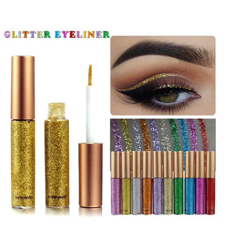 HANDAIYAN Makeup Eyeliner Gel Black Brown Waterproof Glitter  Eye Liner