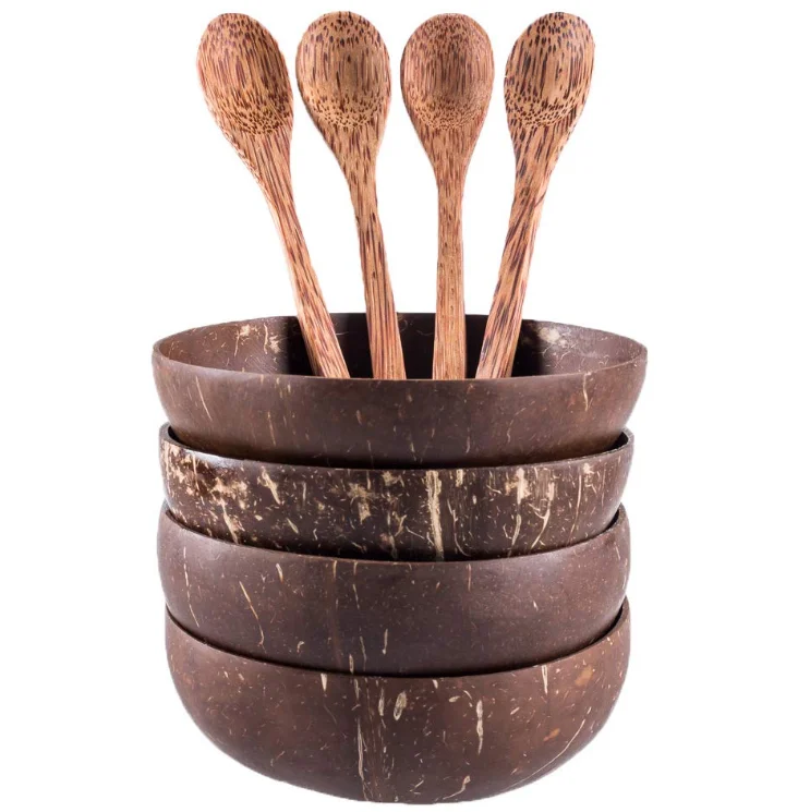 Eco friendly Handmade vietnam coconut cutlery  spoon shell bowl set natural
