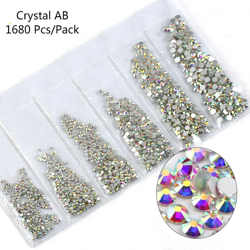 

Multi-size Glass Nail Rhinestones For Nails Art Decorations Crystals Charms Partition Mixed Size Rhinestone Set