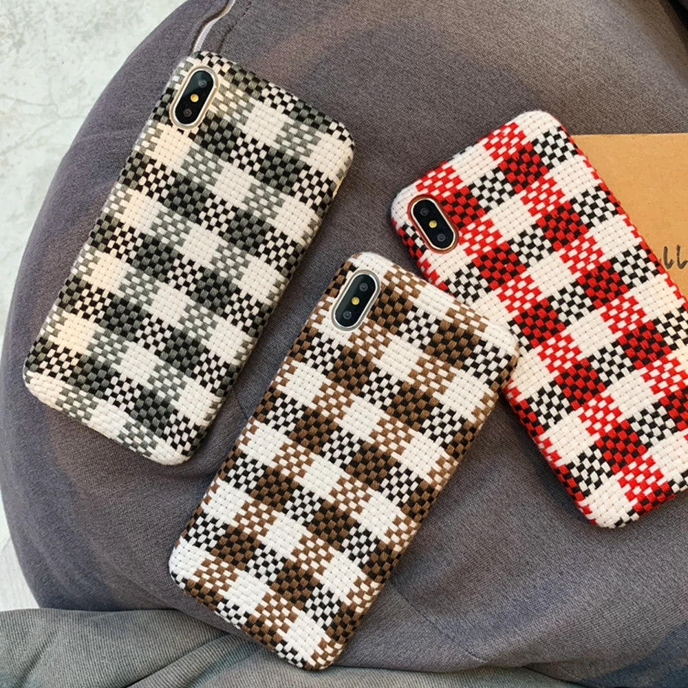 

Customize Grid Knit Design Phone Case for iPhone 11 X Xs Max Nylon Fabric Soft Back Shell for i Phone 7 8 6s Plus, N/a