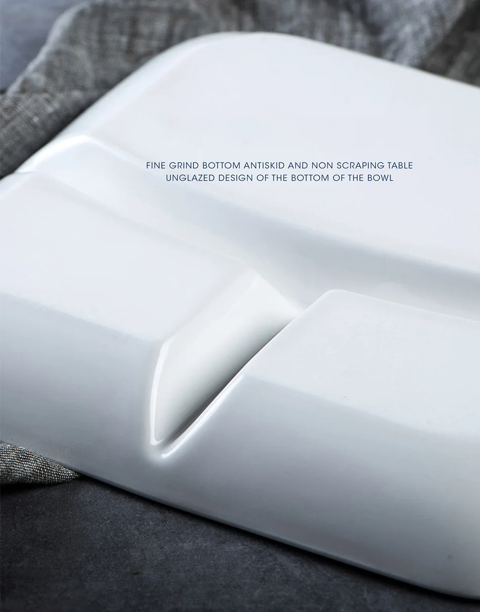 Ceramic separated pure white fast food hotel children's split breakfast tray support custom logo 10" 12"