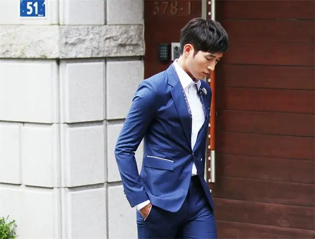 2014 Latest Korean Style Mens Sexy Navy Blue Business Suits - Buy Navy ...
