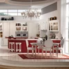 High End Quality Maple red solid wood kitchen furniture with decorative Roman pillar