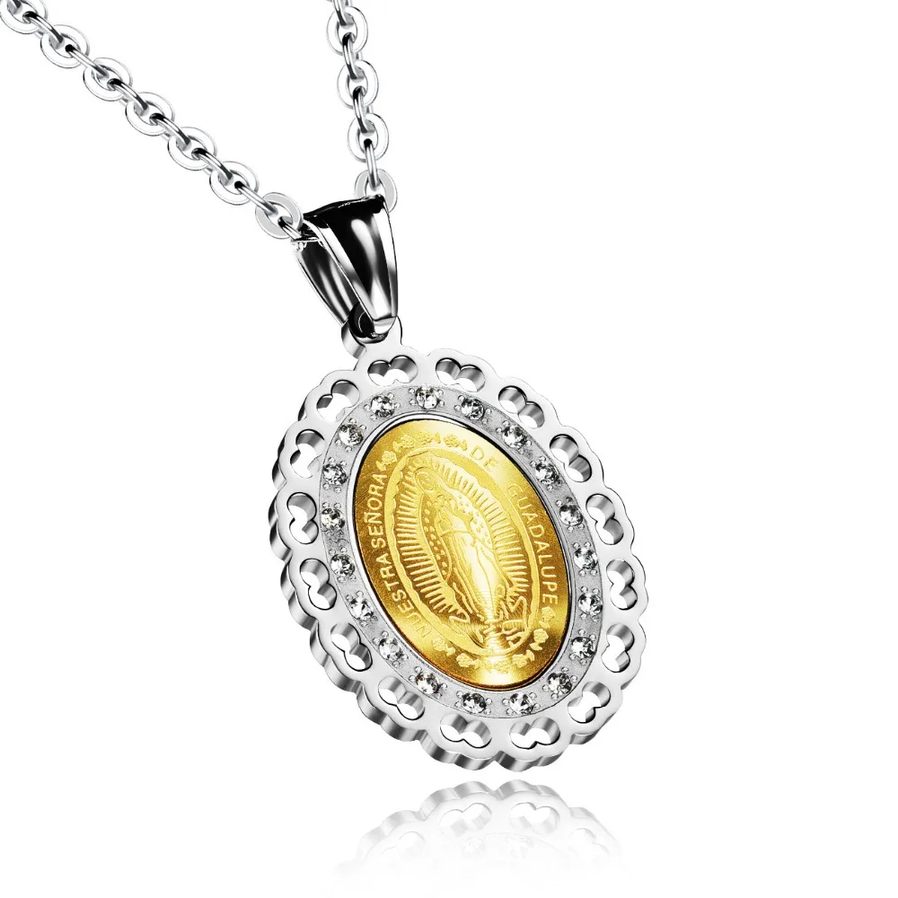 

Oval Titanium Steel Guadalupe Our Lady of Religion pendant necklace, N/a