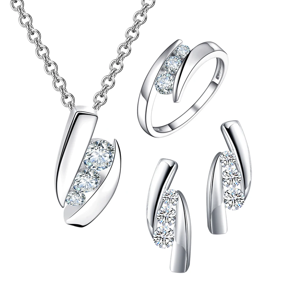 

Gift items 2019 simple luxury jewelry supply 925 Sterling silver jewelry set, Silvery