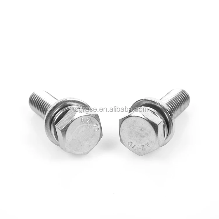 Stainless Steel Hex Head And Spring Washer Combination Bolt Din933