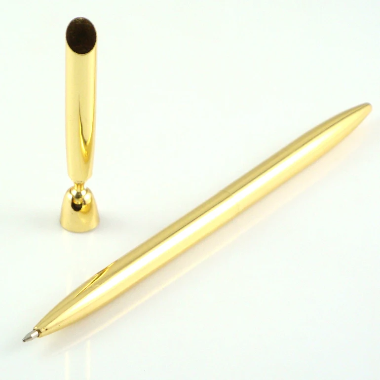 Silver Gold Metal Ball Desk Pen With Brass Pen Holder Bullet