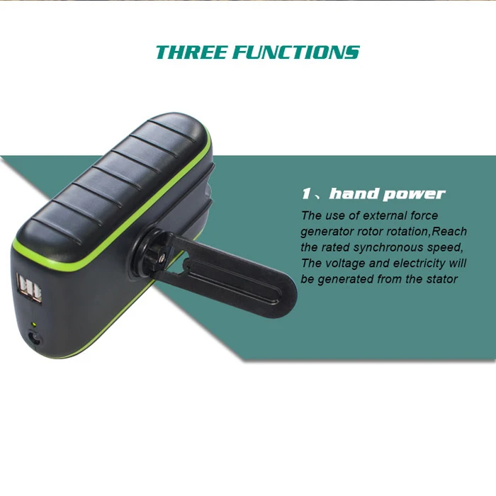 Universal 6000mah Solar Power Bank With Led Light Solar Hand Crank