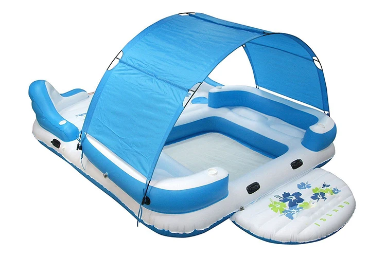 Tropical Tahiti Lounge Floating Inflatable Island Raft With Canopy Buy Floating Inflatable