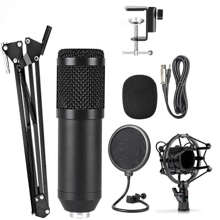 

Professional Condenser Microphone Sound Recording BM-800 with Shock Mount BM-800 for Radio Braodcasting Singing Conde, Black pink blue white