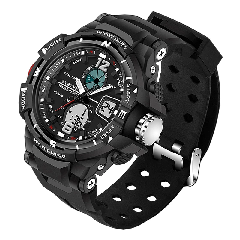 

Stryve 8012 Brand Luxury Dual Time Digital Analog Led Clock Waterproof Military Quartz Men Sports Wrist Watch relogio masculino