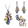 New Fashion 925 Silver Earrings Necklace Rhodium Gold Plated Shell Flower Enamel Zircon Jewelry Set