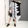 ##New 2019 Korean Style Women Summer Clothing Plus Size Shirt Dress Geometrical Pattern Printed Female Casual Midi Dress Robe