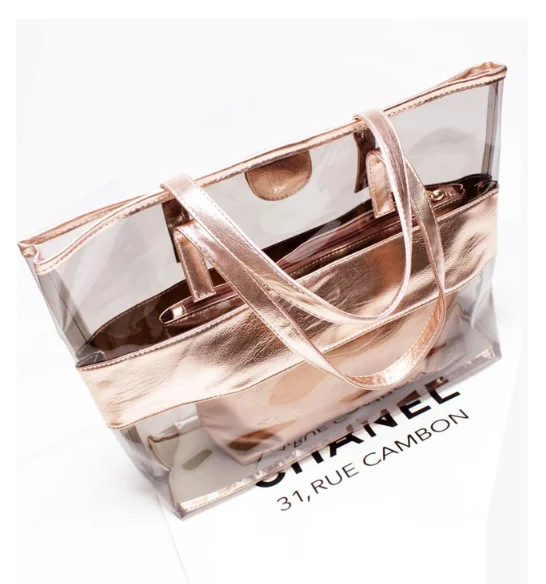 

2019 wholesale women holographic hand bag transparent pvc shoulder bag, Customizable