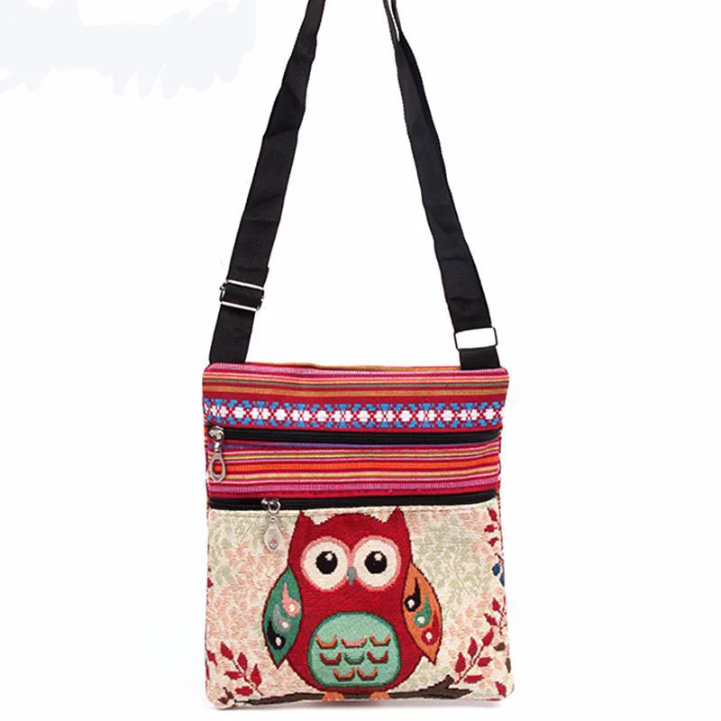 

Vintage ethnic style owl shoulder messenger bag canvas bag
