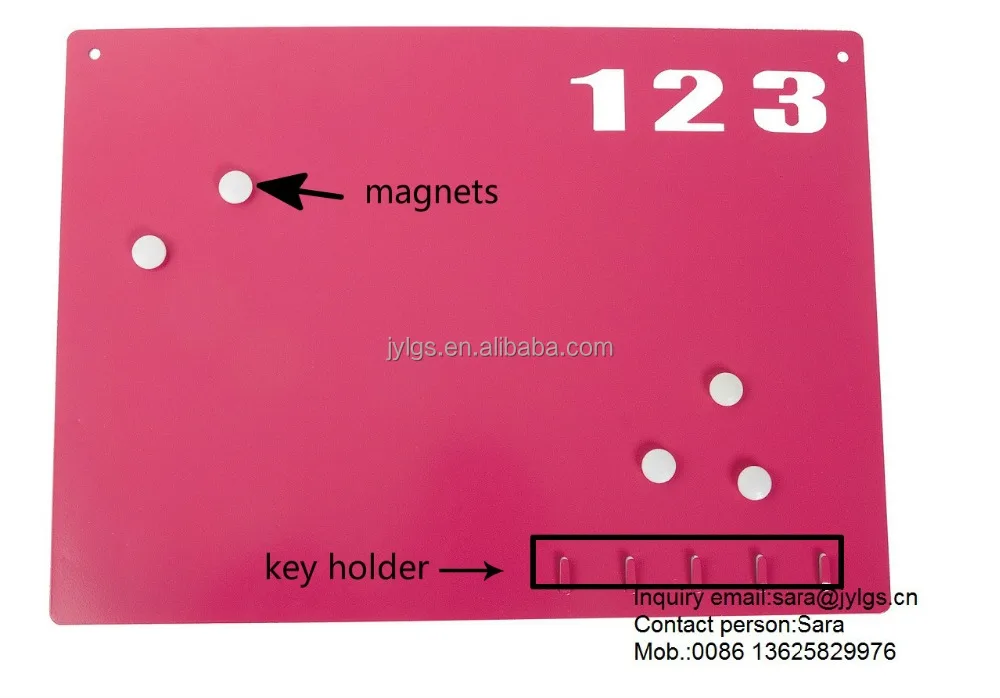
Magnetic Memo Board with Magnets and Key Hooks 
