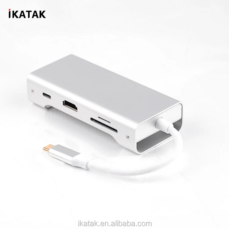 2019 New Arrivals Sink Heat Design 7 in 1 Adapter HDMI RJ45 USB3.0 TF SD card Reader USB Type-C Hub