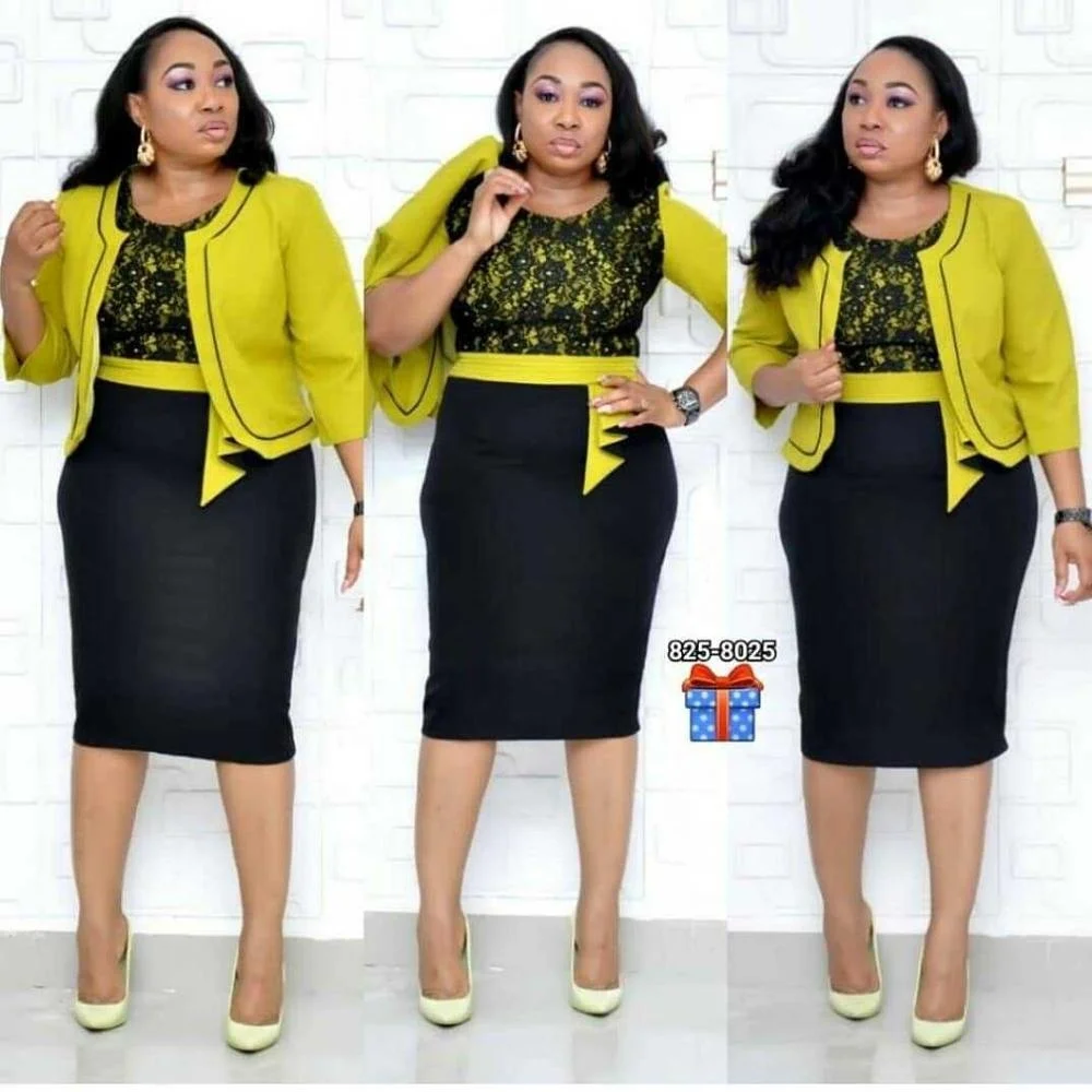 African Women Plus Size Ladies Two Piece Set Office Formal Dress Suit ...