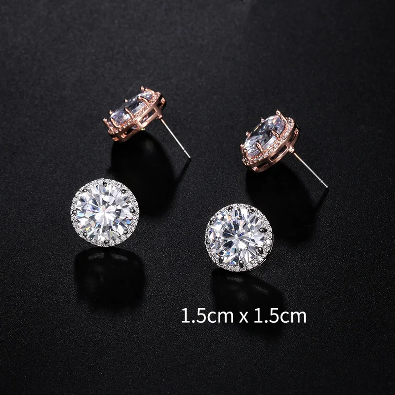 

New Arrival 15MM Large Round Cut Cubic Zirconia CZ Crystal Sparkling Stud Earrings for Women