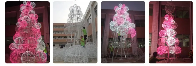 3D Christmas Giant Ball Shape light Tree for Front hotel Door