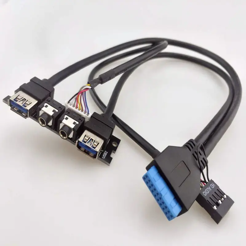 Computer Case Front Panel Dual USB3.0 + 2 HD Audio I/O Ports